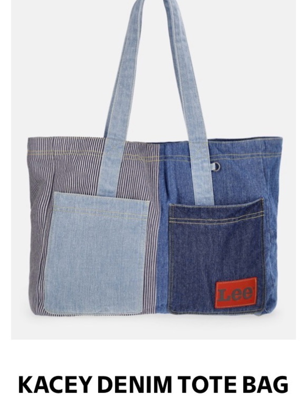 Lee Patchwork Denim Tote Bag - Blue
